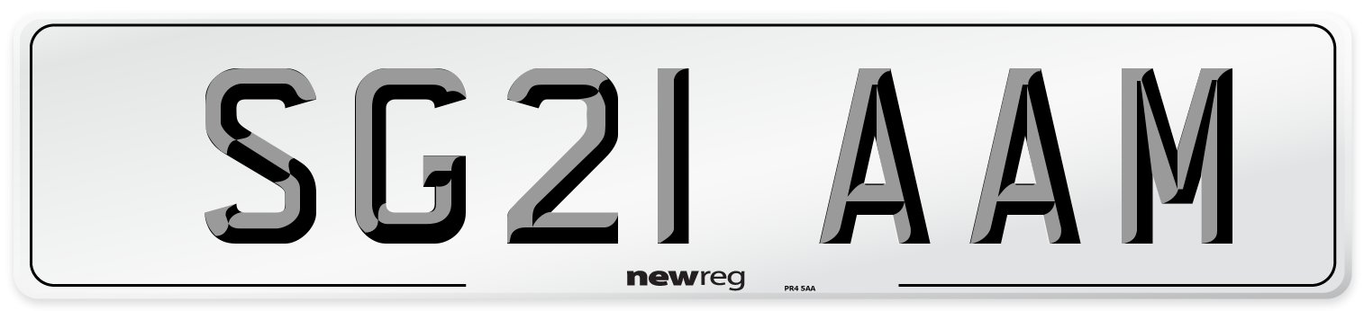 SG21 AAM Number Plate from New Reg
